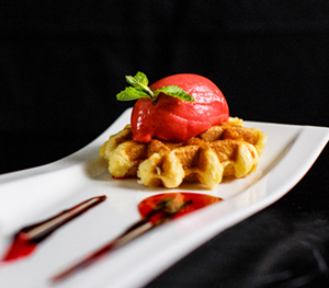 LeWaf waffle options: artesian, original, blueberry, strawberry and savory.